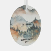 Kerst Rustiek Mountain Adventure Outdoor Paar Glas Ornament (Voorkant Rechts)