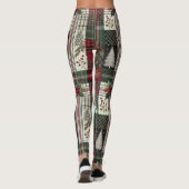 Kerst Rustiek Plakt Traditioneel Groen Patroon Leggings (Achterkant)
