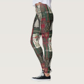 Kerst Rustiek Plakt Traditioneel Groen Patroon Leggings (Links)