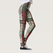 Kerst Rustiek Plakt Traditioneel Groen Patroon Leggings (Rechts)