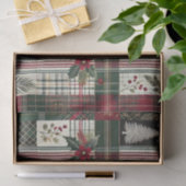 Kerst Rustiek Plakt Traditioneel Groen Patroon Tissuepapier (Geschenk)