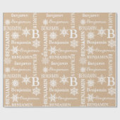 Kerst Rustiek Vaartuig Herhalende Naam Gepersonali Cadeaupapier (Vlak)