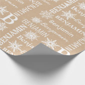 Kerst Rustiek Vaartuig Herhalende Naam Gepersonali Cadeaupapier (Hoek)