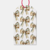 Kerst Rustiek Wit Groen Gouden Bogen Cadeaulabel (Achterkant)