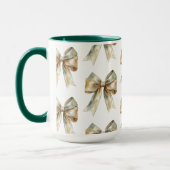 Kerst Rustiek Wit Groen Gouden Bogen Mok (Links)