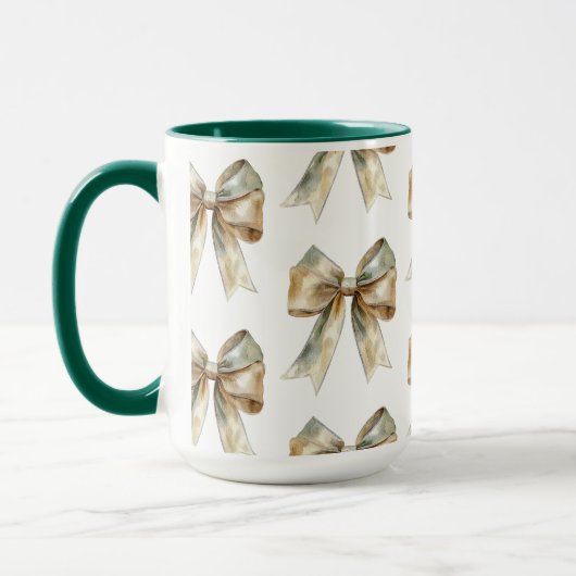 Kerst Rustiek Wit Groen Gouden Bogen Mok (Links)