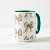 Kerst Rustiek Wit Groen Gouden Bogen Mok (Voorkant rechts)