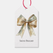 Kerst Rustiek Wit Groen Gouden Boog Gepersonalisee Cadeaulabel (Voorkant)