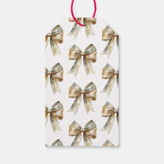 Kerst Rustiek Wit Groen Gouden Boog Gepersonalisee Cadeaulabel (Achterkant)