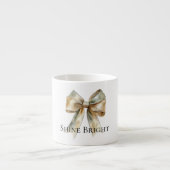 Kerst Rustiek Wit Groen Gouden Boog Gepersonalisee Espresso Kop (Voorkant)