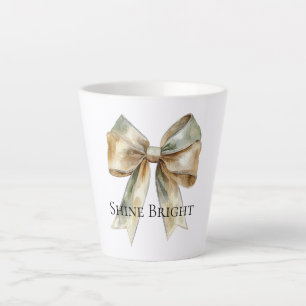 Kerst Rustiek Wit Groen Gouden Boog Gepersonalisee Latte Mok