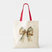 Kerst Rustiek Wit Groen Gouden Boog Gepersonalisee Tote Bag (Achterkant)