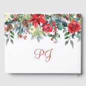 Kerst rustieke bloemen elegante winter bruiloft gastenboek (Achterkant)