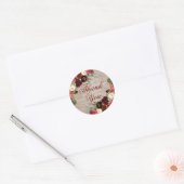 Kerst Rustieke Boho Bloemstuk Burgundy Dank Je Ronde Sticker (Envelop)