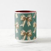 Kerst Rustieke Chic Green Gold Bows Mok (Midden)