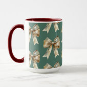 Kerst Rustieke Chic Green Gold Bows Mok (Links)