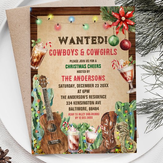 Kerst Rustieke Cowboy Cowgirl Kerstfeest Kaart