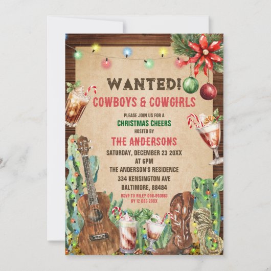 Kerst Rustieke Cowboy Cowgirl Kerstfeest Kaart (Voorkant)