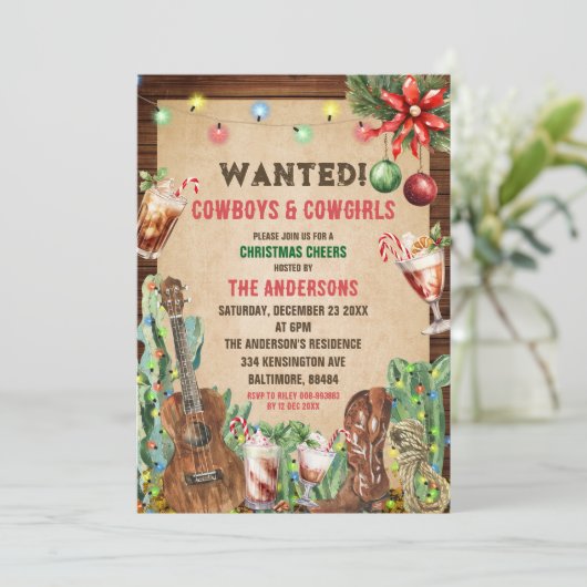 Kerst Rustieke Cowboy Cowgirl Kerstfeest Kaart (Staand voorkant)