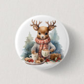 Kerst rustieke design knop ronde button 3,2 cm (Voorkant)