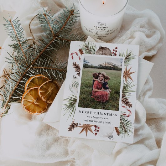 Kerst rustieke foto Lijst Feestdagenkaart