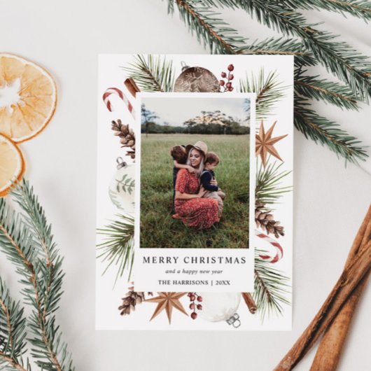 Kerst rustieke foto Lijst Feestdagenkaart