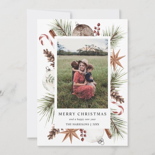 Kerst rustieke foto Lijst Feestdagenkaart (Voorkant)