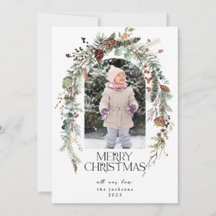 Kerst rustieke groen bessen lotus foto feestdagenkaart