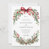 Kerst rustieke groen bruiloft kaart (Voorkant)
