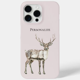 Kerst Rustieke Herten Blush Roze Gepersonaliseerd iPhone 15 Pro Max Hoesje