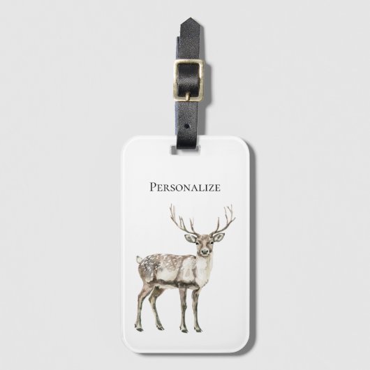 Kerst rustieke herten gepersonaliseerd bagagelabel (Voorkant (verticaal))