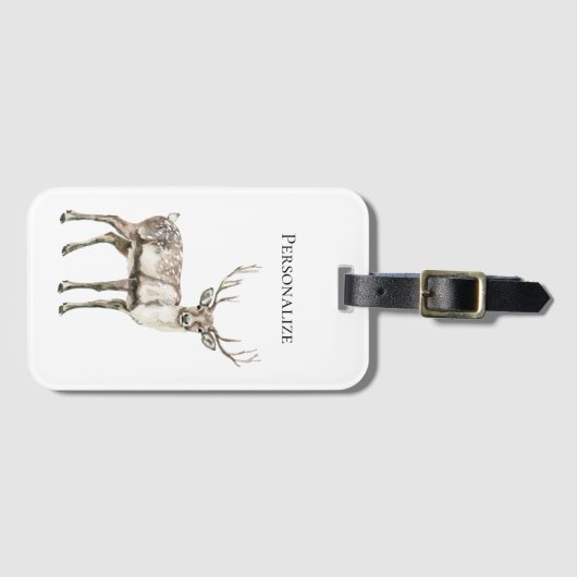 Kerst rustieke herten gepersonaliseerd bagagelabel (Voorkant (horizontaal))