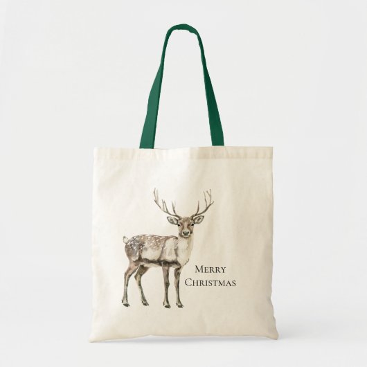 Kerst rustieke herten gepersonaliseerd tote bag (Voorkant)