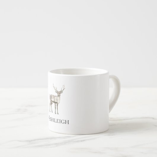Kerst rustieke herten naam espresso kop (Voorkant rechts)