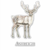 Kerst rustieke herten naam sticker (Voorkant)