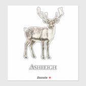 Kerst rustieke herten naam sticker (Vel)