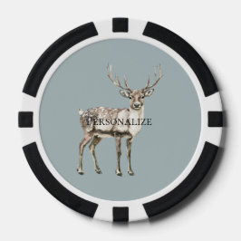Kerst Rustieke Herten Pine Groen Gepersonaliseerd Poker Chips
