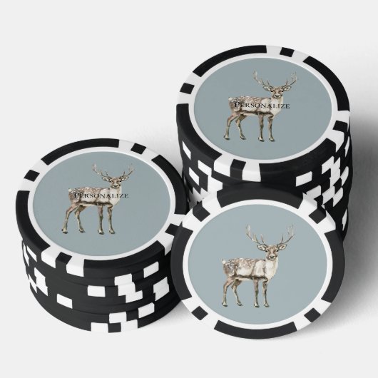 Kerst Rustieke Herten Pine Groen Gepersonaliseerd Poker Chips (Opstapeling)
