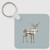 Kerst Rustieke Herten Pine Groen Gepersonaliseerd Sleutelhanger (Voorkant)