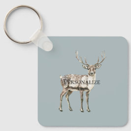 Kerst Rustieke Herten Pine Groen Gepersonaliseerd Sleutelhanger