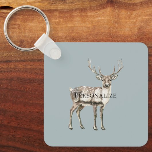 Kerst Rustieke Herten Pine Groen Gepersonaliseerd Sleutelhanger (Voorkant)