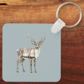 Kerst Rustieke Herten Pine Groen Gepersonaliseerd Sleutelhanger (Achterkant)