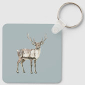 Kerst Rustieke Herten Pine Groen Gepersonaliseerd Sleutelhanger (Achterkant)