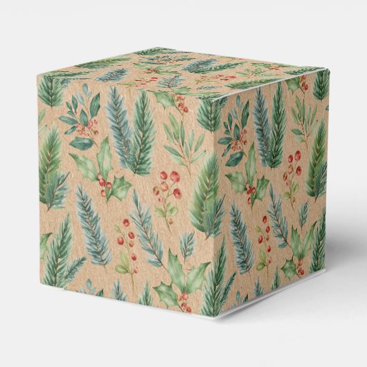 Kerst Rustieke Kraft Bloemen Cadeaudoos Bedankdoosjes (Achterkant)