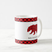 Kerst Rustieke Rode Buffel Plaid Beer Silhouet Koffiemok (Voorkant rechts)