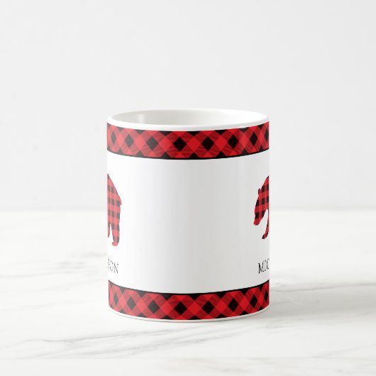 Kerst Rustieke Rode Buffel Plaid Beer Silhouet Koffiemok (Center)