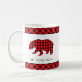 Kerst Rustieke Rode Buffel Plaid Beer Silhouet Koffiemok (Links)