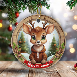 Kerst Rustieke Sfeer Persoonlijke Naam Gift Tag 🦌 Keramisch Ornament