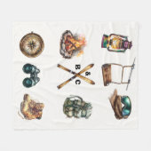 Kerst Rustieke Ski Paar Initiaal Outdoor Wit Fleece Deken (Voorkant (Horizontaal))