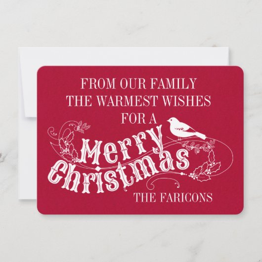 Kerst rustieke typografie  rode vakantie feestdagenkaart (Voorkant)